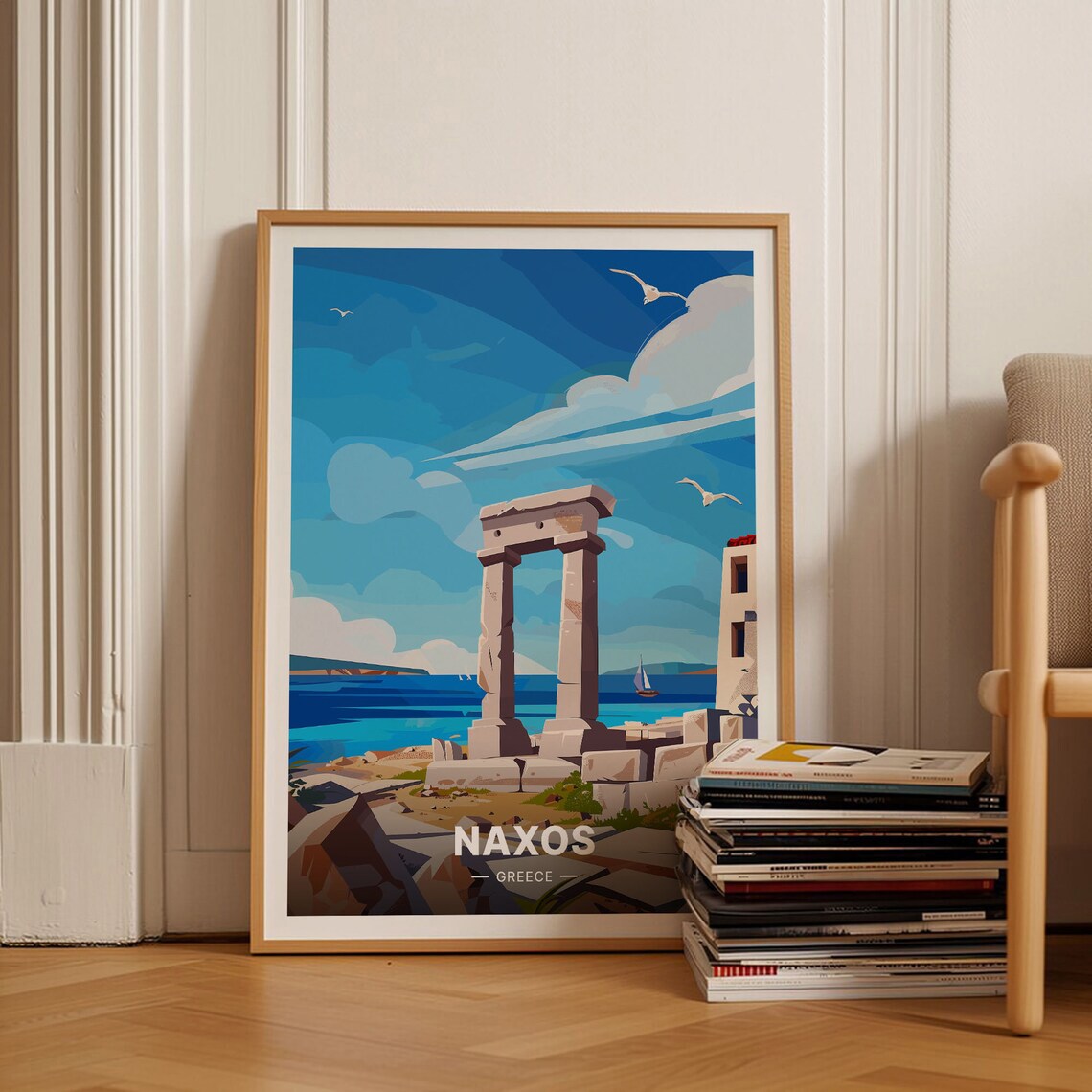 Naxos Greece Travel Poster, Greek Island Travel Poster