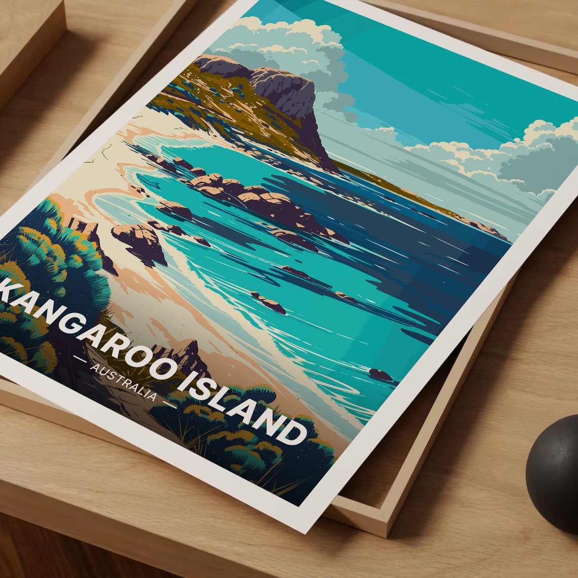 Kangaroo Island Australia Turquoise Cove Rocky Headland Travel Poster - Image 3
