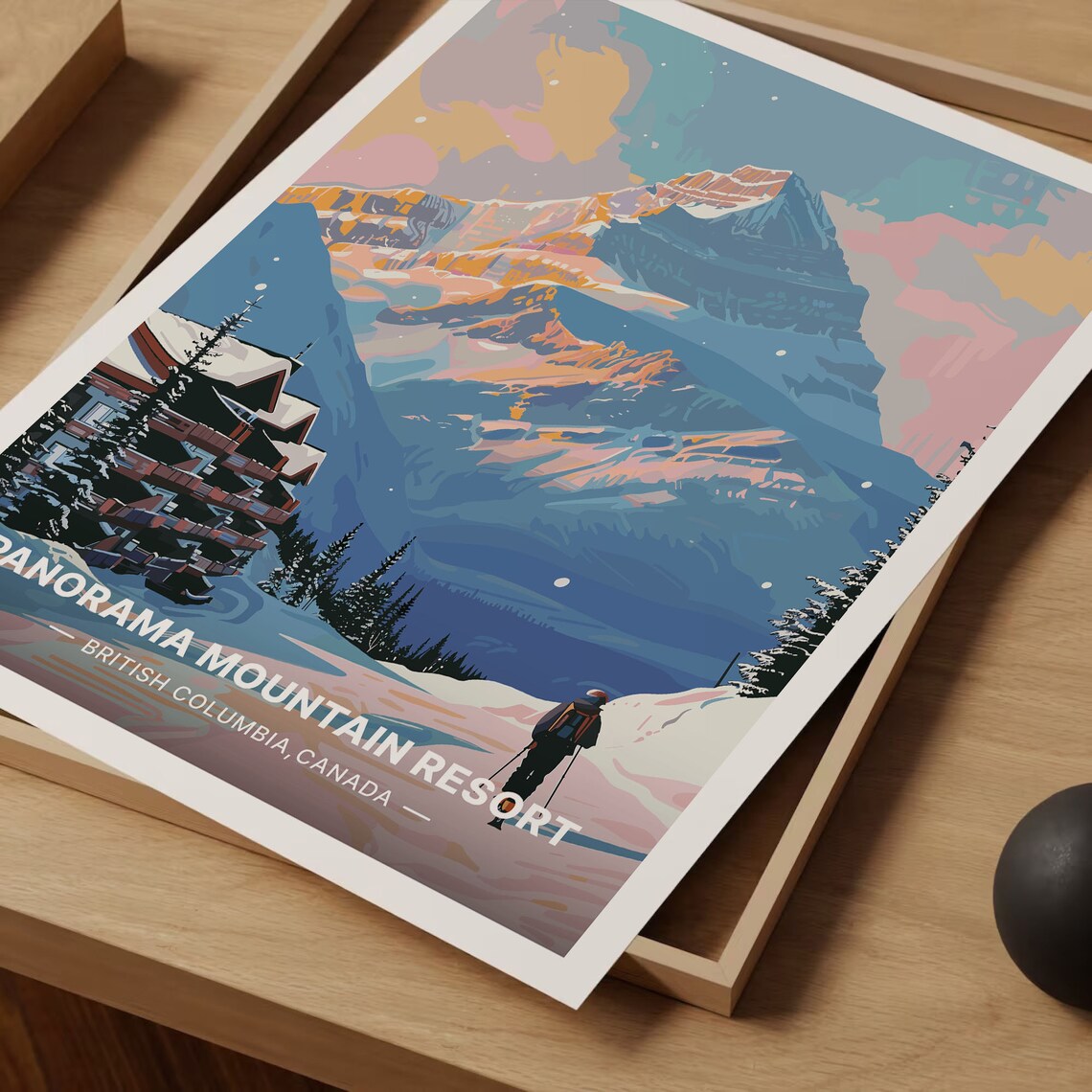 Canadian Rockies Ski Resort Panorama Travel Poster - Image 3