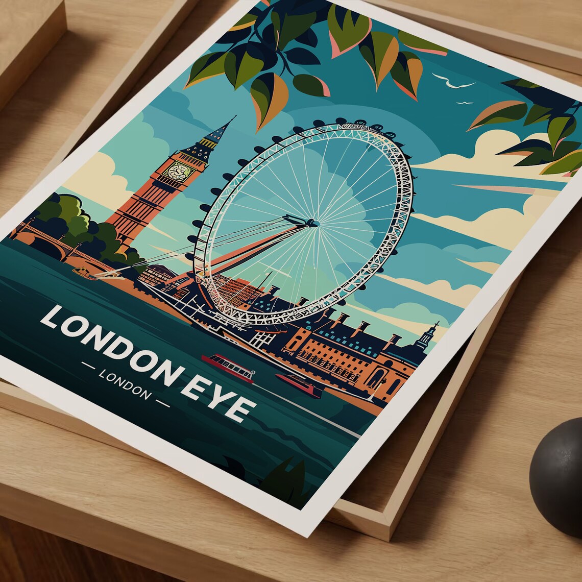 London Eye Vintage Travel Poster, British Landmark - Image 3