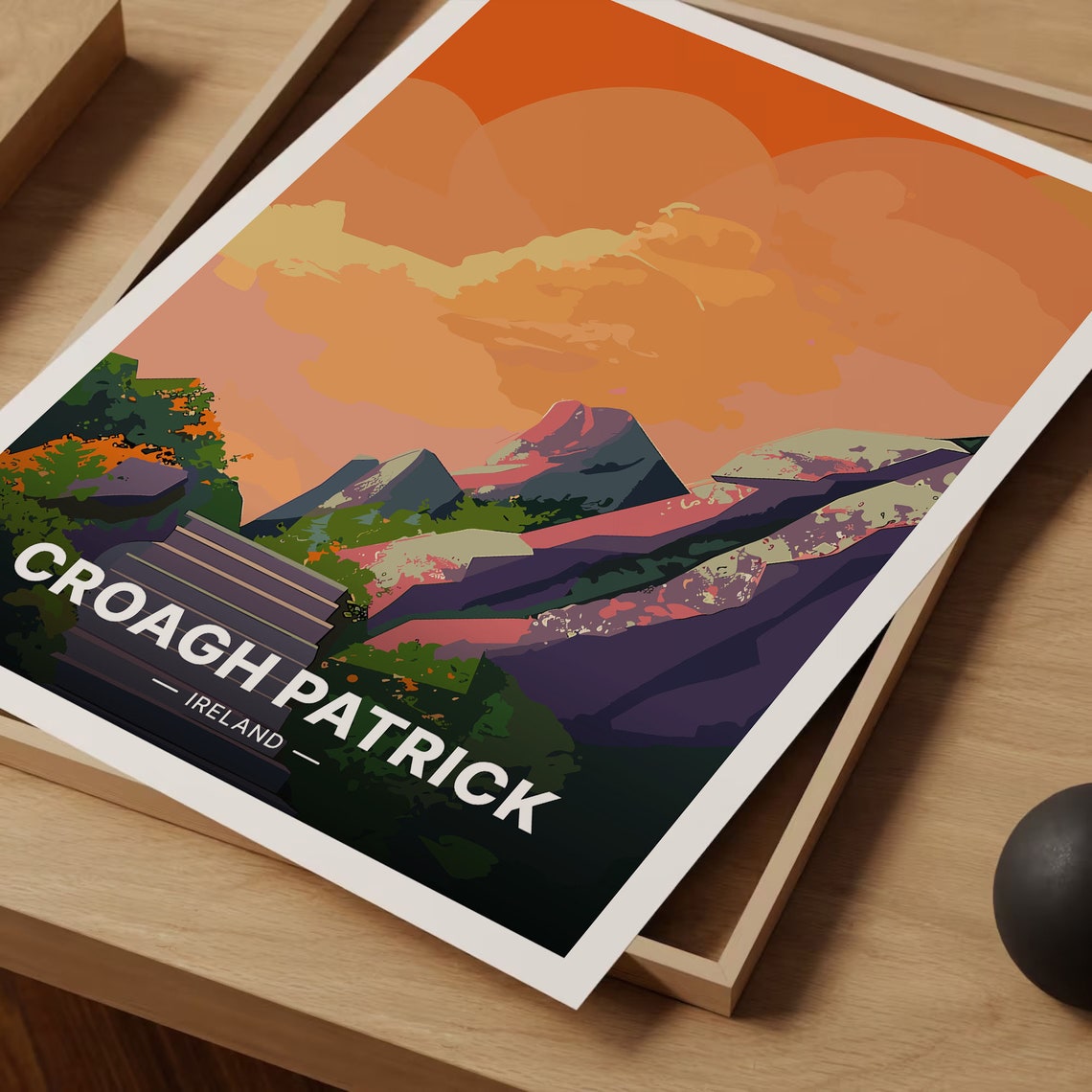 Croagh Patrick Ireland Holy Mountain Pilgrim Path Sunset Travel Poster - Image 3