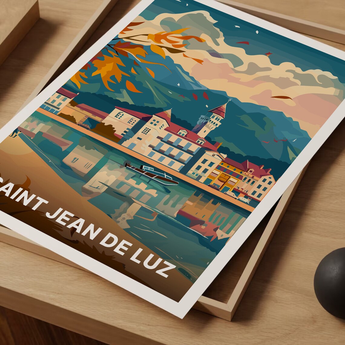 Saint Jean de Luz France Basque Coast Town Vintage Travel Poster - Image 3