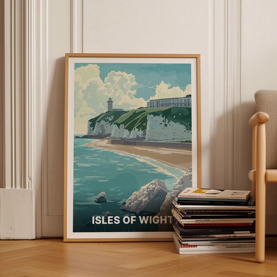 Isle Of Wight Travel Poster Ventnor Seaside View Retro Art Deco Wall Art Uk Beach Scene Sailing Fishing Souvenir C20 1825