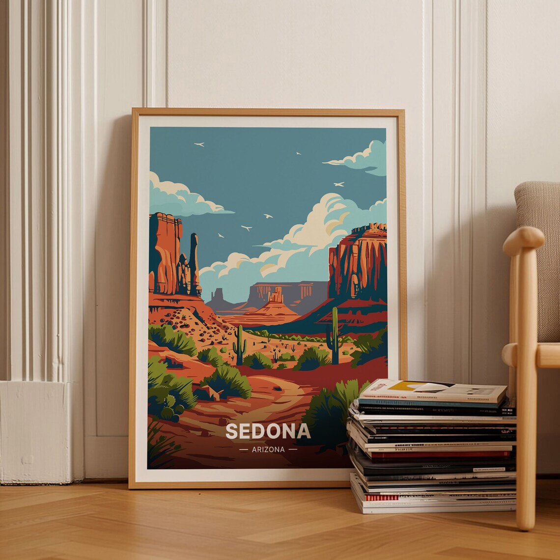 Sedona Arizona Travel Poster, Scenic Desert Landscape