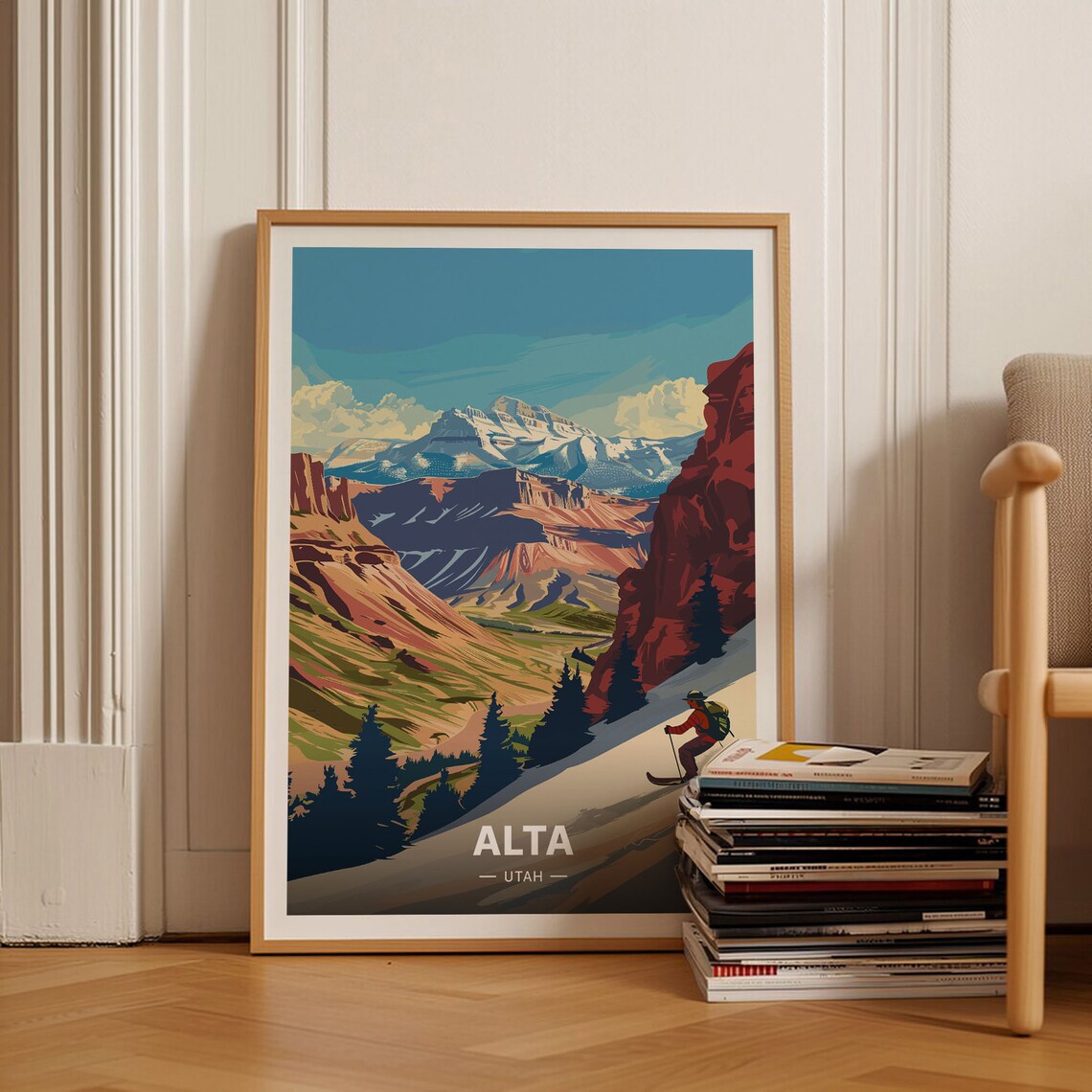 Alta Utah Ski Poster, Rocky Mountains Travel Poster