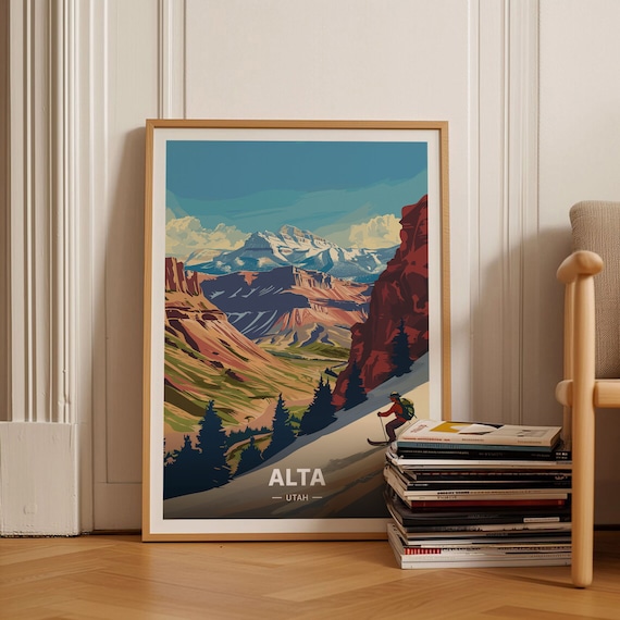 Alta Utah Ski Poster, Rocky Mountains Travel Poster