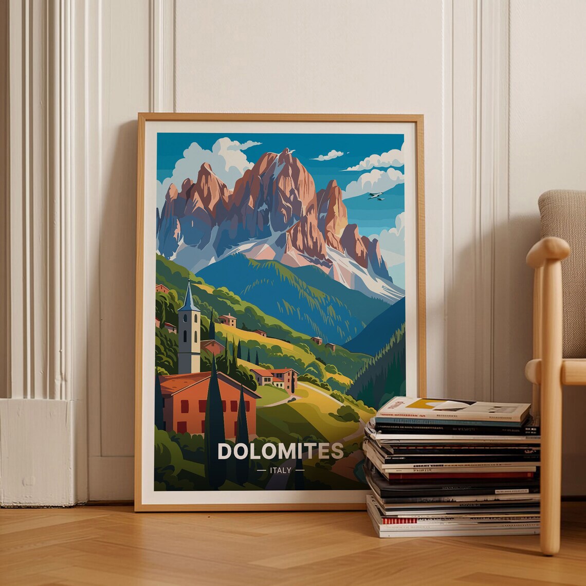 Dolomites Italy Travel Poster, Piave Valley Travel Poster