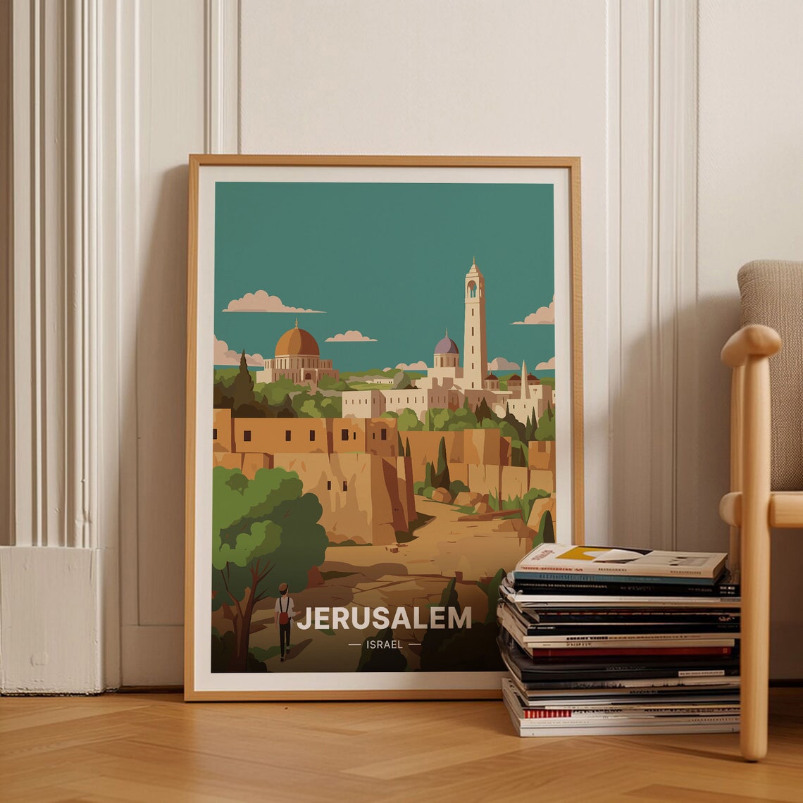 Jerusalem Israel Old City Domes Walls Historic Skyline Travel Poster