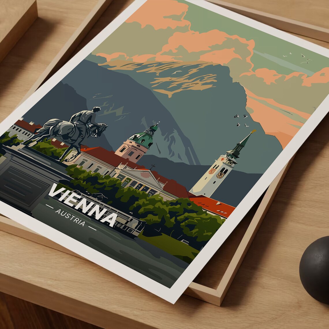 Vienna Austria Retro Travel Poster, European Cityscape - Image 3
