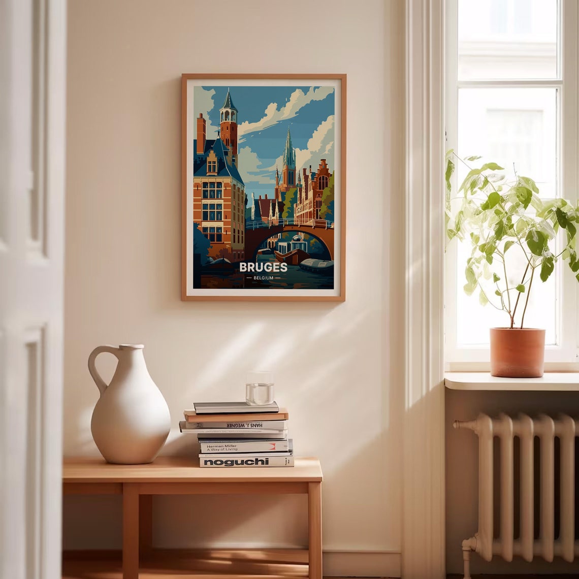 Bruges Belgium Belfry Tower Canal Bridge Medieval Travel Poster - Image 4