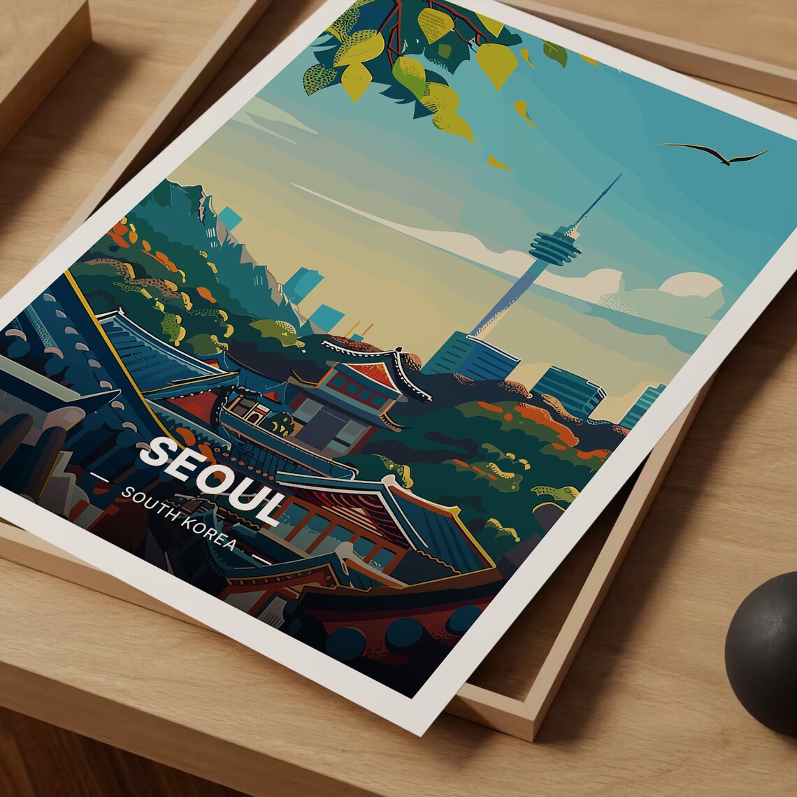Seoul Cityscape Travel Poster, South Korea Art Print - Image 3