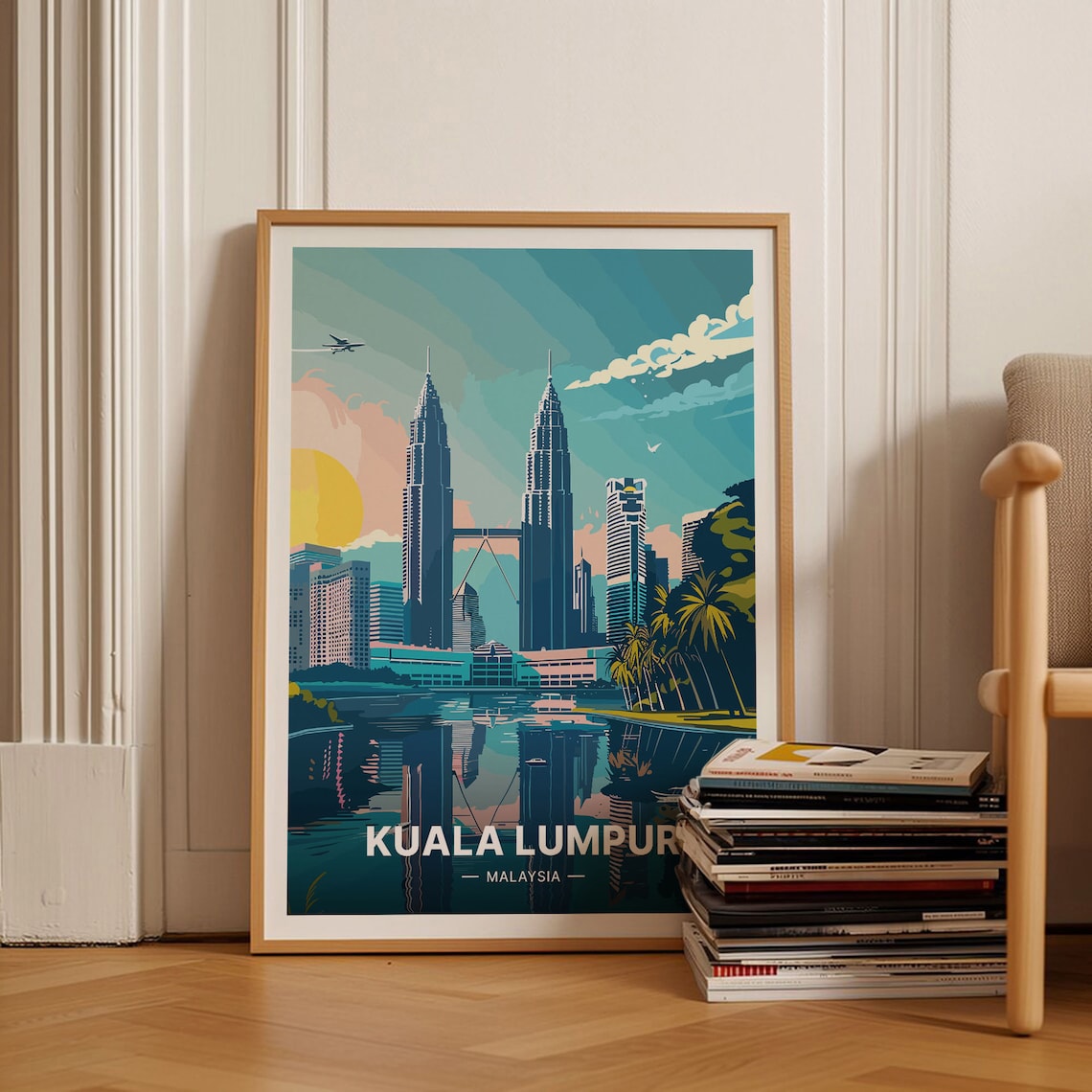 Kuala Lumpur Skyline Travel Poster, Malaysia Decor