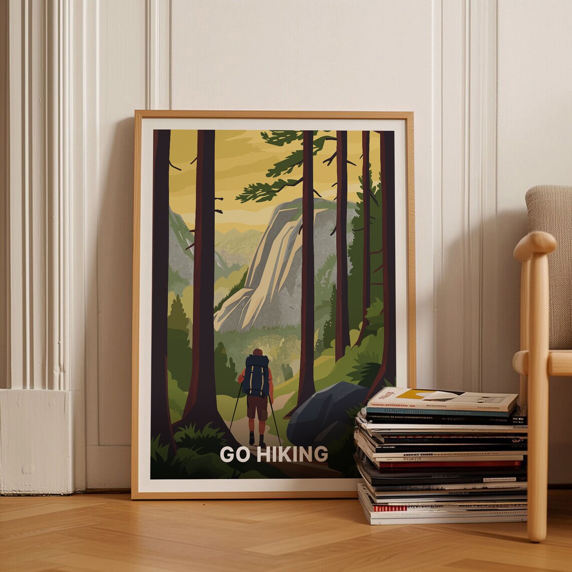 Hiking Adventure Vintage Mountain Travel Poster