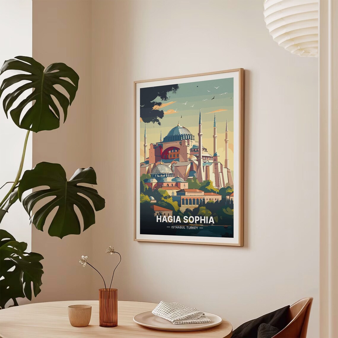 Hagia Sophia Istanbul Turkey Glowing Dusk Vintage Travel Poster - Image 2