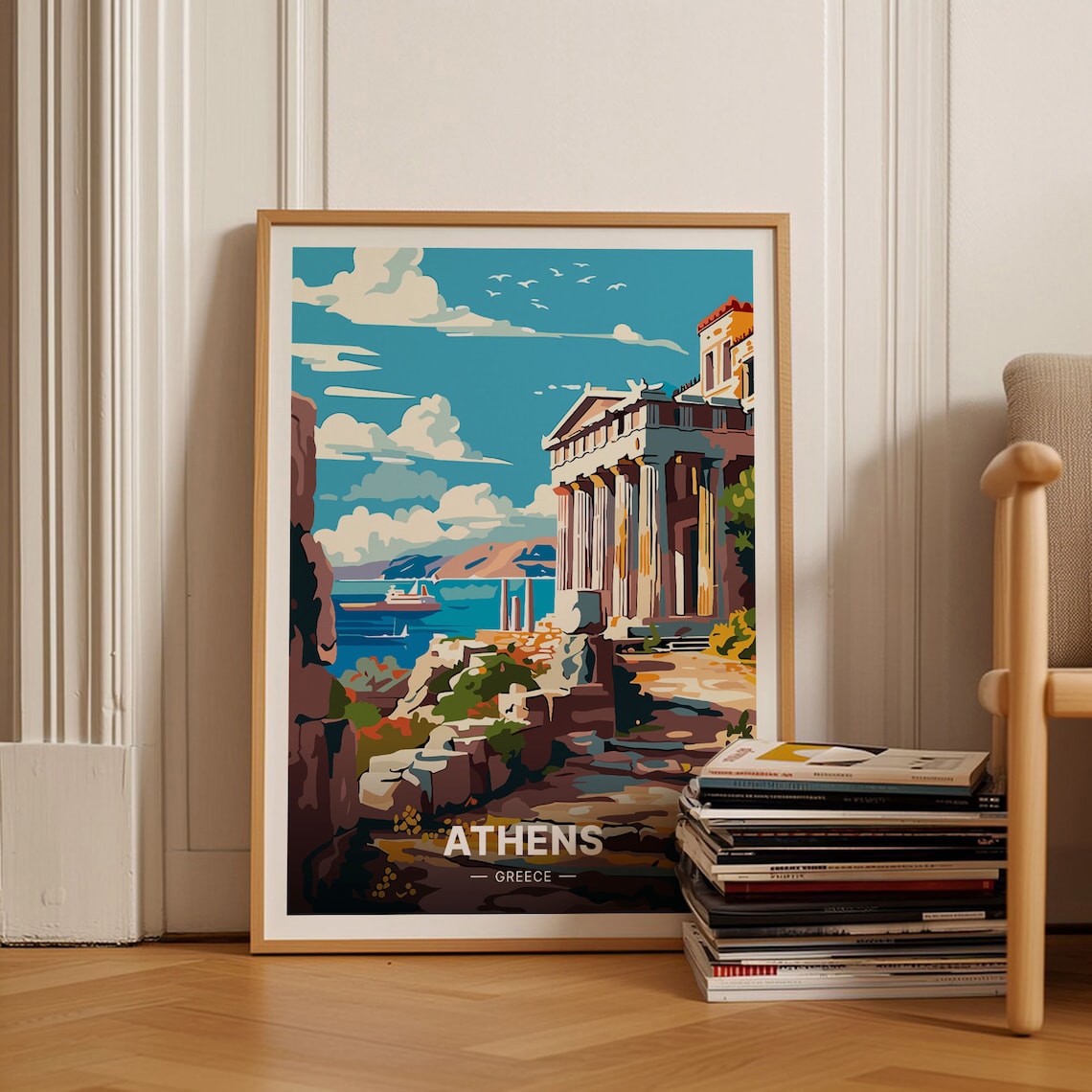 Athens Greece Travel Poster, Cityscape Art Print