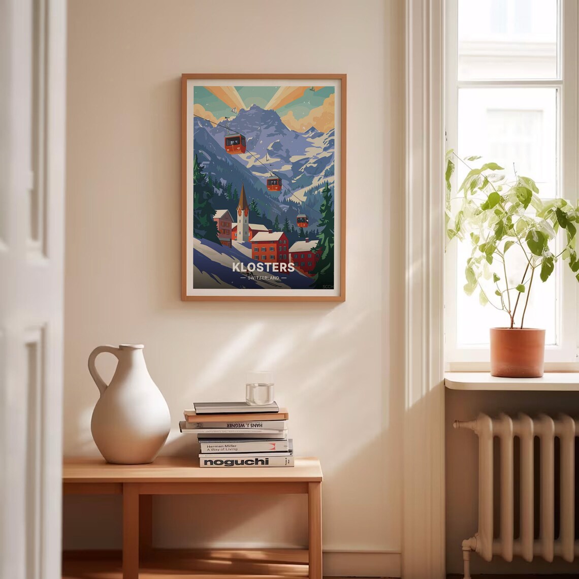 Swiss Alps Klosters Ski Resort Retro Travel Poster - Image 4