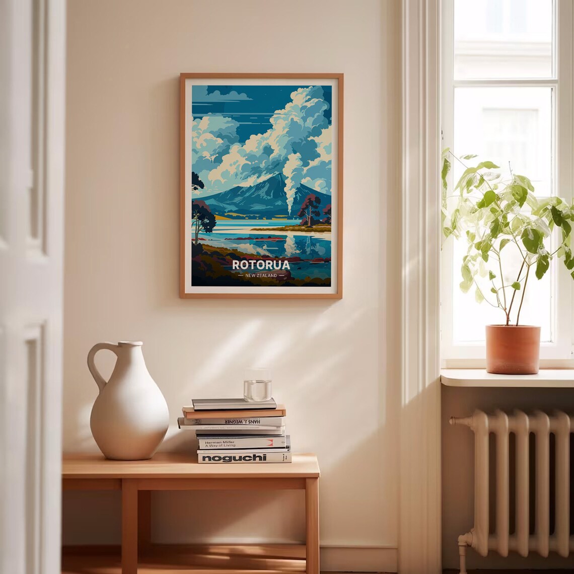 Rotorua New Zealand Travel Poster, Home Office Art Print - Image 4