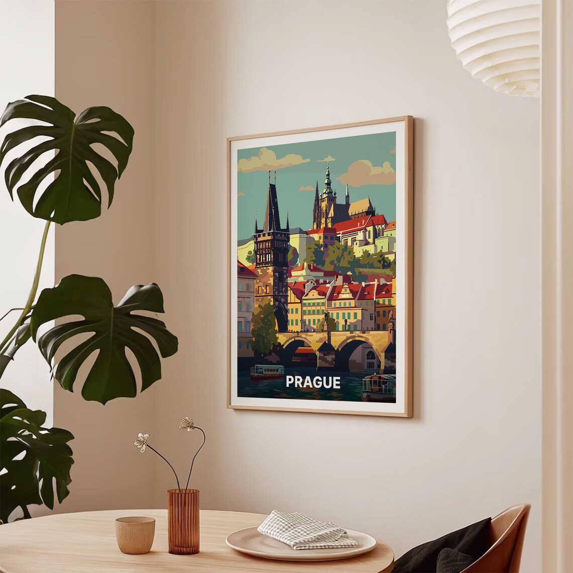 Prague Skyline Travel Poster, Czech Republic Cityscape - Image 2
