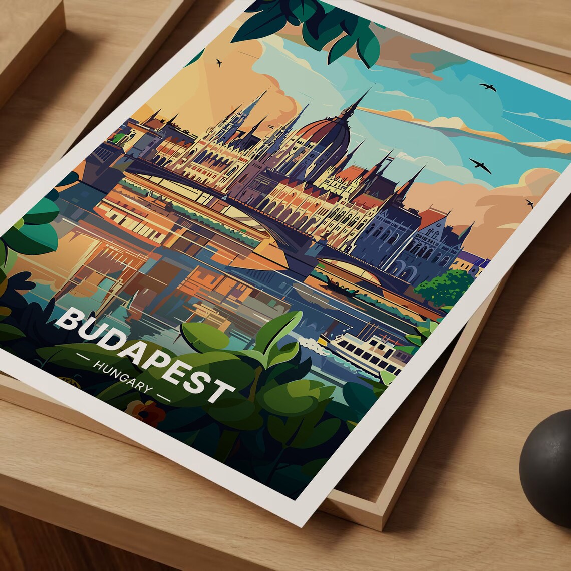 Budapest Cityscape Travel Poster, Hungary Art Print - Image 3