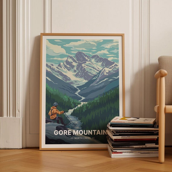 Adirondack Mountains Gore Mountain Ski Poster Retro Travel Art North Creek New York Usa Ski And Snowboarding Decor C20 1552