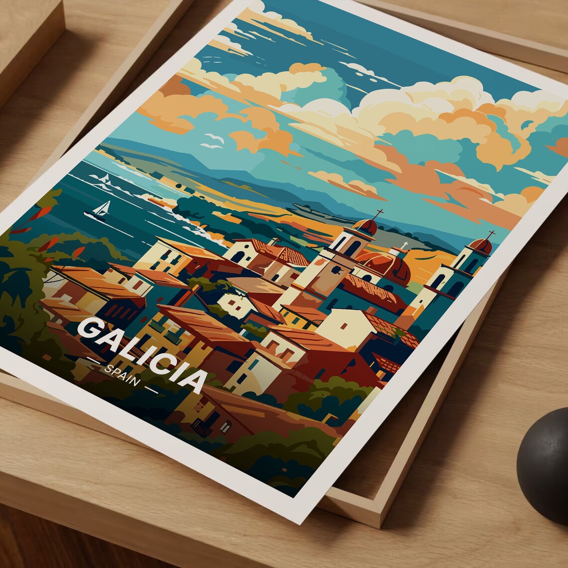 Spain Travel Poster Galicia Travel Poster, Vibrant - Image 3