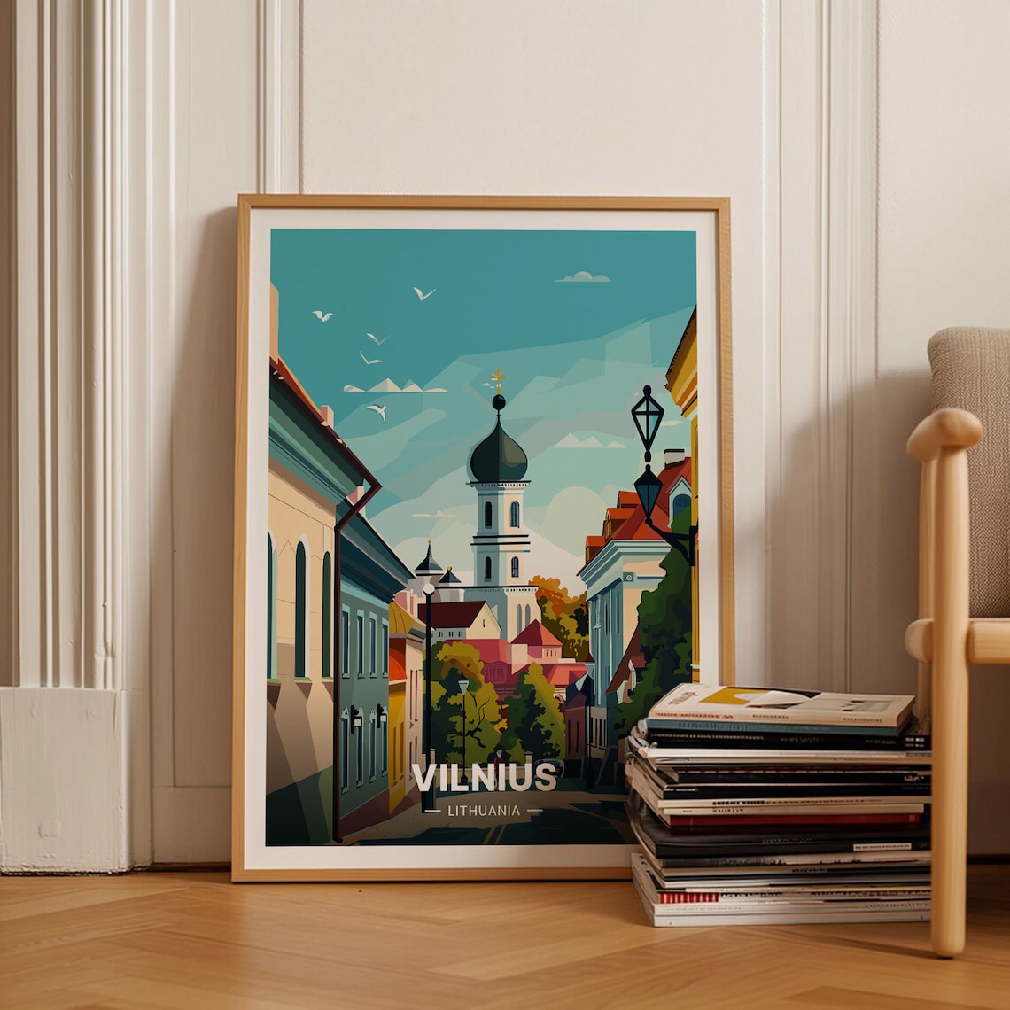 Vilnius Lithuania Old Town Church Street European Travel Poster