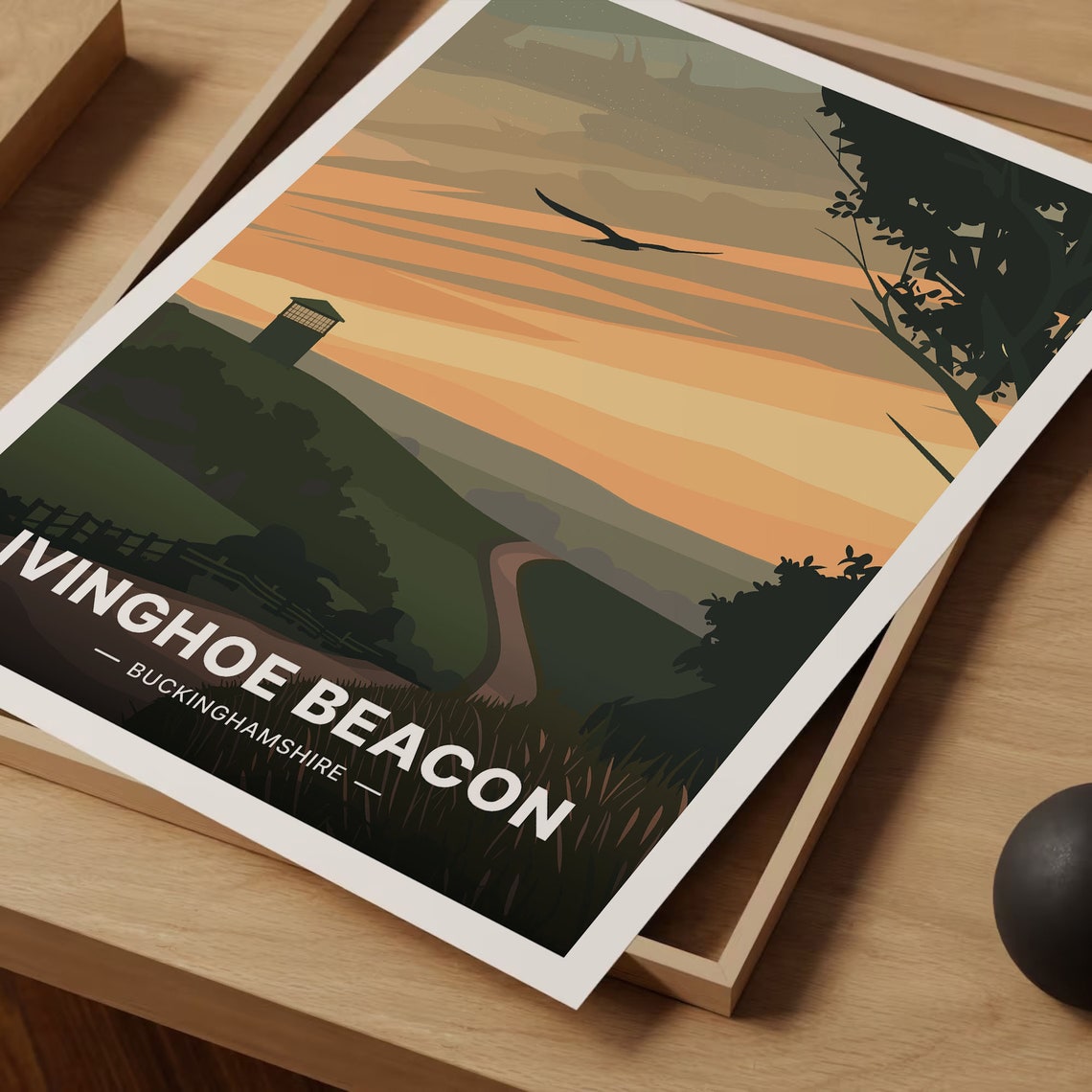 Ivinghoe Beacon Buckinghamshire Sunset Hills Vintage Travel Poster - Image 3