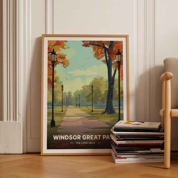 Windsor Great Park Travel Poster Berkshire Scenic Deer Park London Attractions Castle Garden Wall Art C20 1689