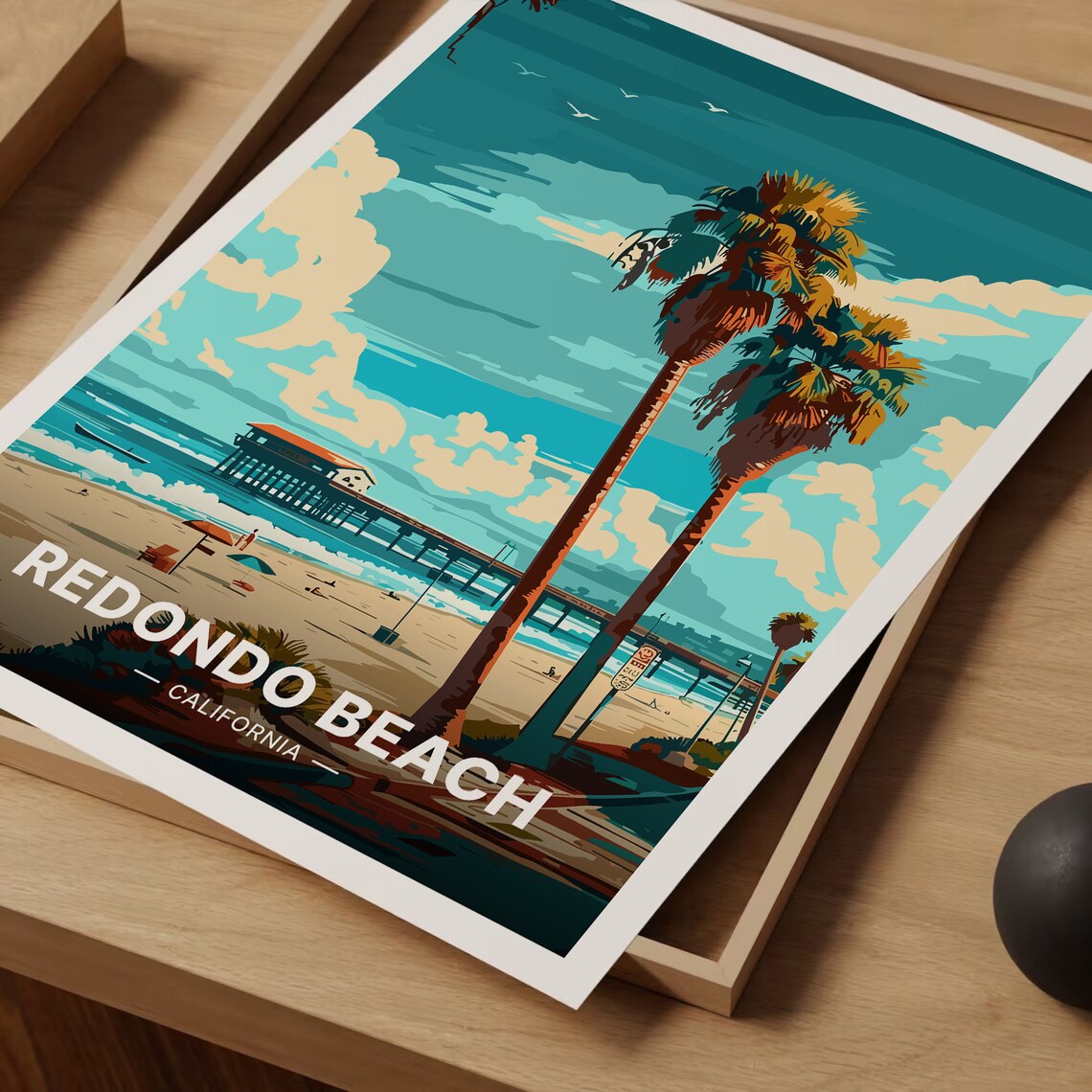 Redondo Beach California Travel Poster, Coastal Decor - Image 3