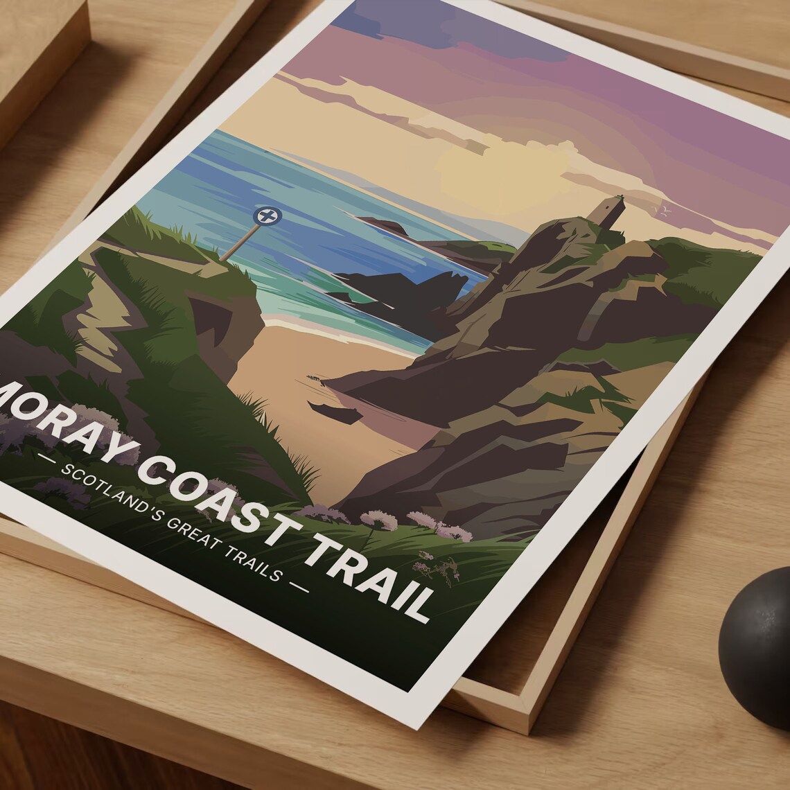 Moray Coast Trail Scotland Cliff Path Sea Stacks Beach Travel Poster - Image 3
