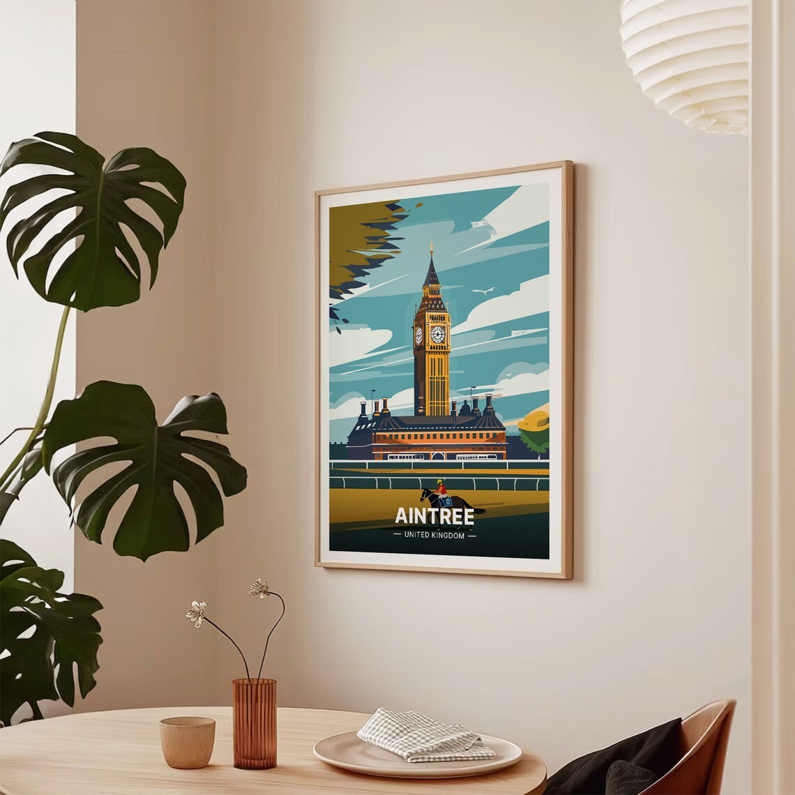 Aintree United Kingdom Horse Race Day Clock Tower Travel Poster - Image 2