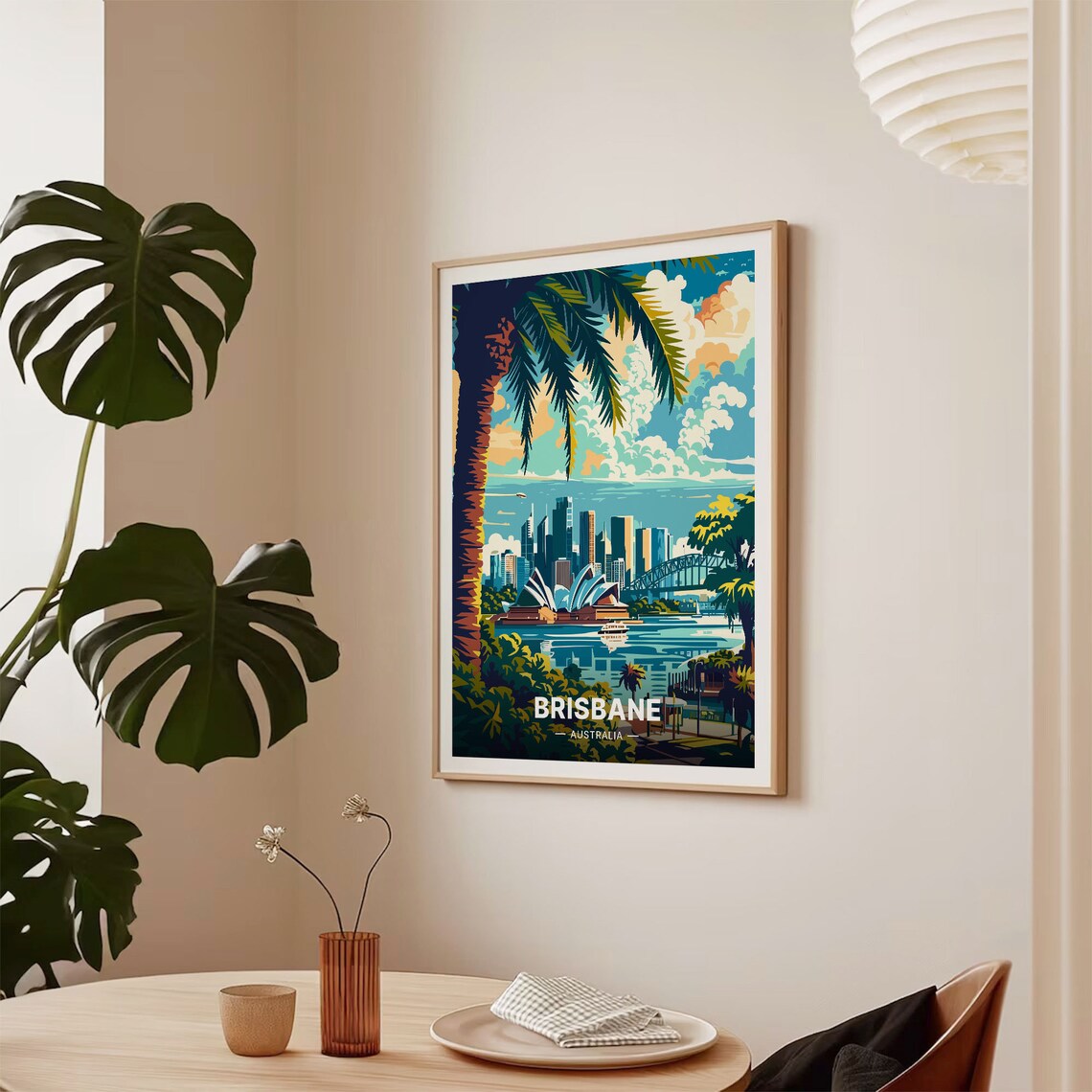 Brisbane Australia Sydney Opera House Harbour Scene Art Poster - Image 2