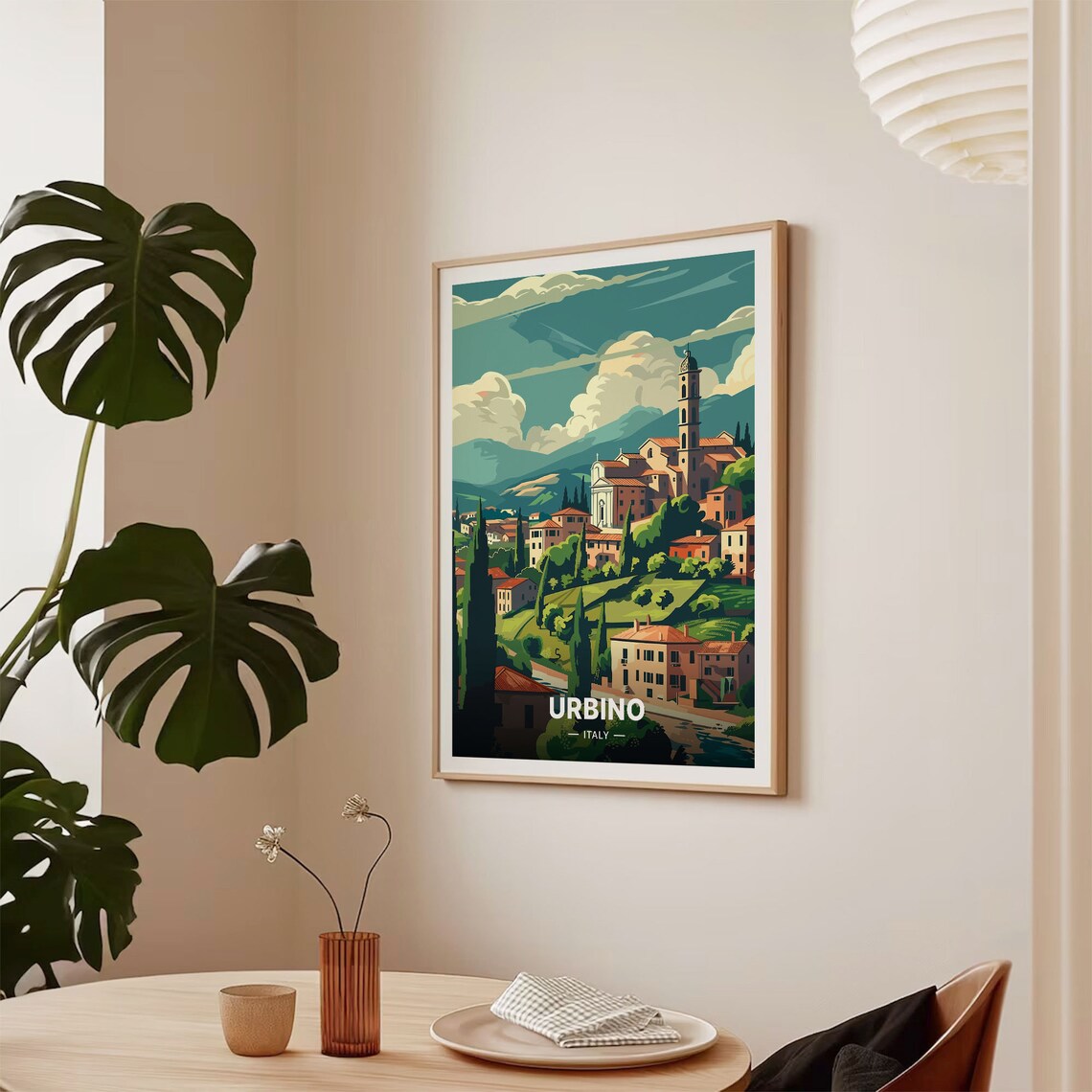 Urbino Italy Hilltop Old Town Cypress Hills Retro Travel Poster - Image 2