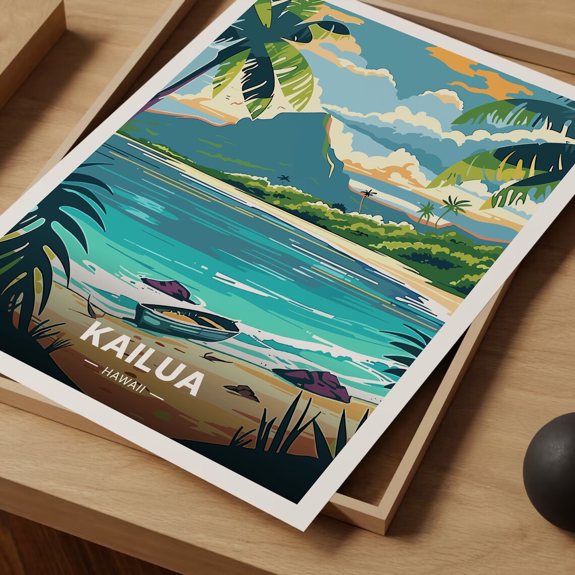 Kailua Hawaii Travel Poster, Tropical Beach Landscape - Image 3