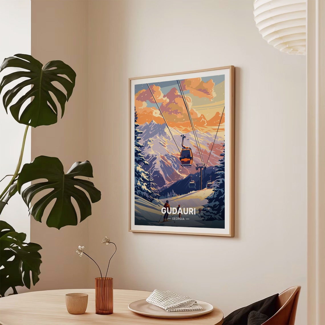 Gudauri Georgia Ski Resort Cable Cars Snowy Peaks Winter Travel Poster - Image 2