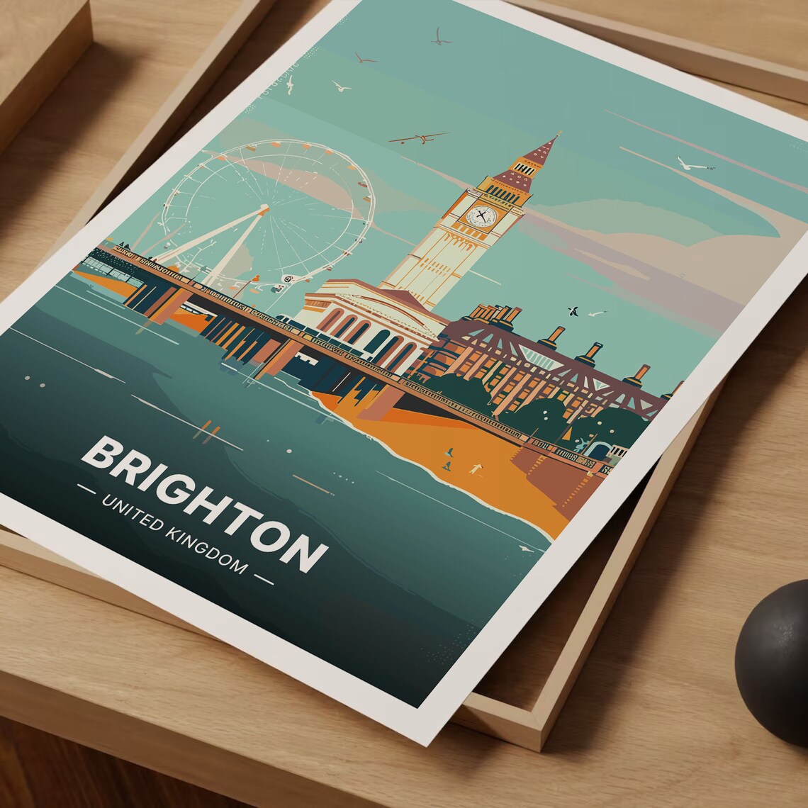 London Eye Big Ben Travel Poster Vintage Thames Skyline City Art - Image 3