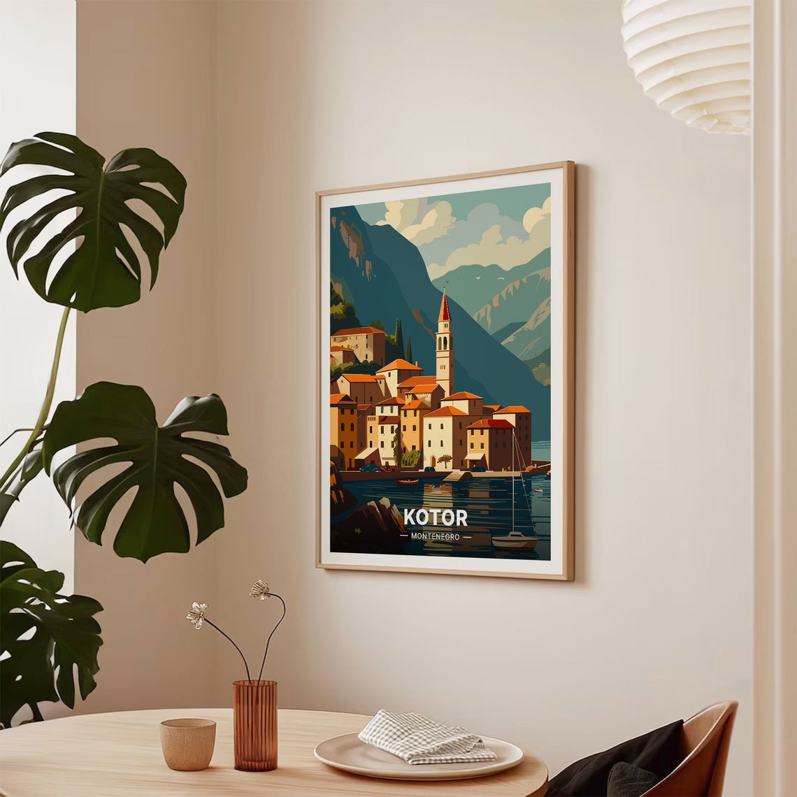 Kotor Montenegro Old Town Bay Mountain Waterfront Travel Poster - Image 2