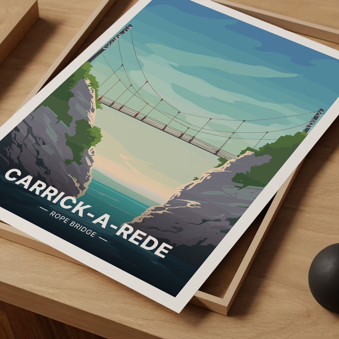 Carrick A Rede Rope Bridge Coastal Cliffs Northern Ireland Poster - Image 3