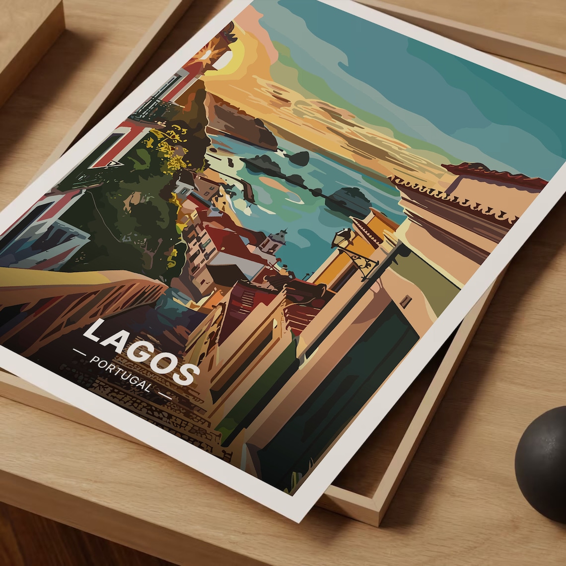 Lagos Portugal Vintage Travel Poster, Scenic City Illustration - Image 3