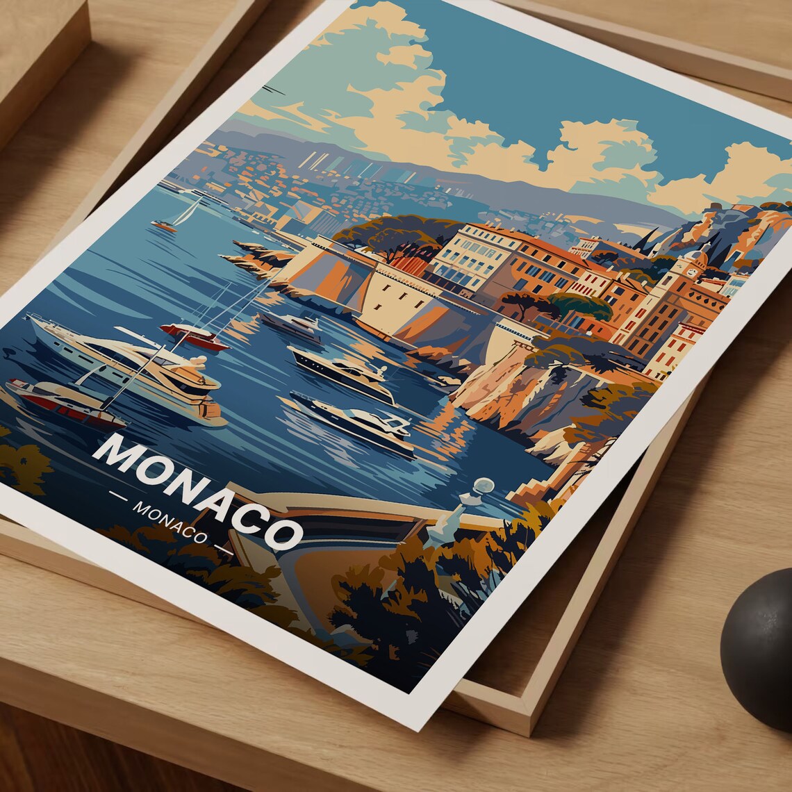 Monaco Travel Poster, French Riviera Cityscape Art - Image 3
