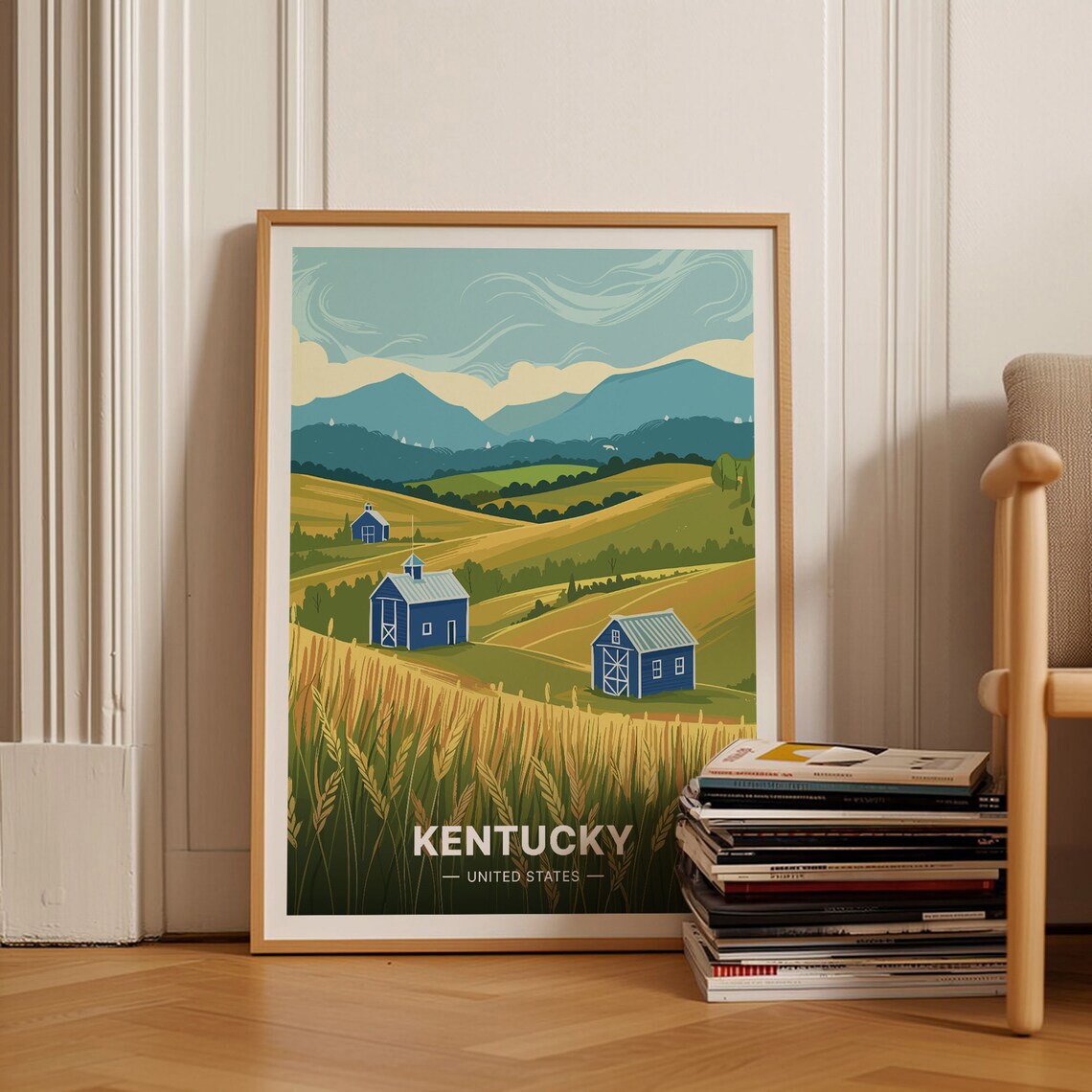 Kentucky Vintage Inspired Travel Poster, Wall Art Print