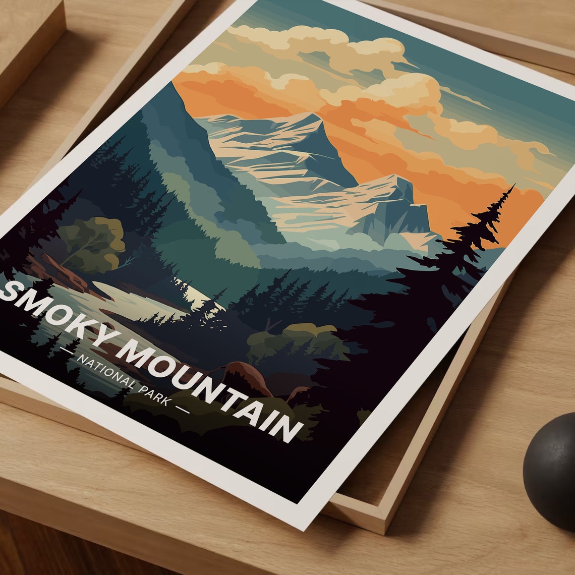 Great Smoky Mountains National Park Peaks River Vintage Travel Poster - Image 3