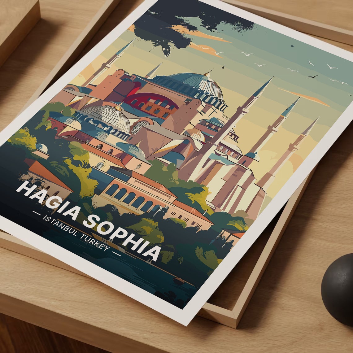 Hagia Sophia Istanbul Turkey Glowing Dusk Vintage Travel Poster - Image 3