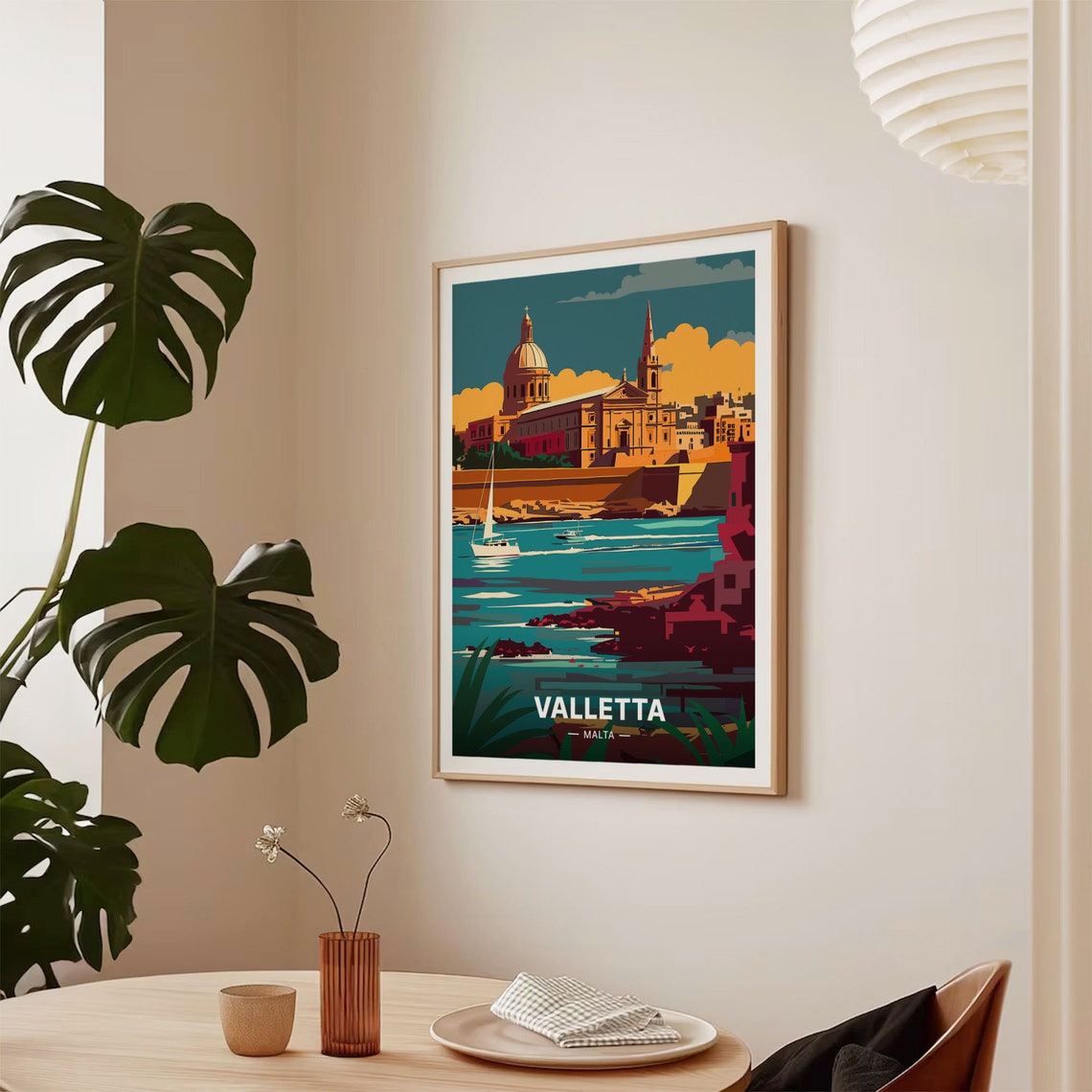 Valletta Malta Grand Harbour Basilica Sailing Boats Travel Poster - Image 2