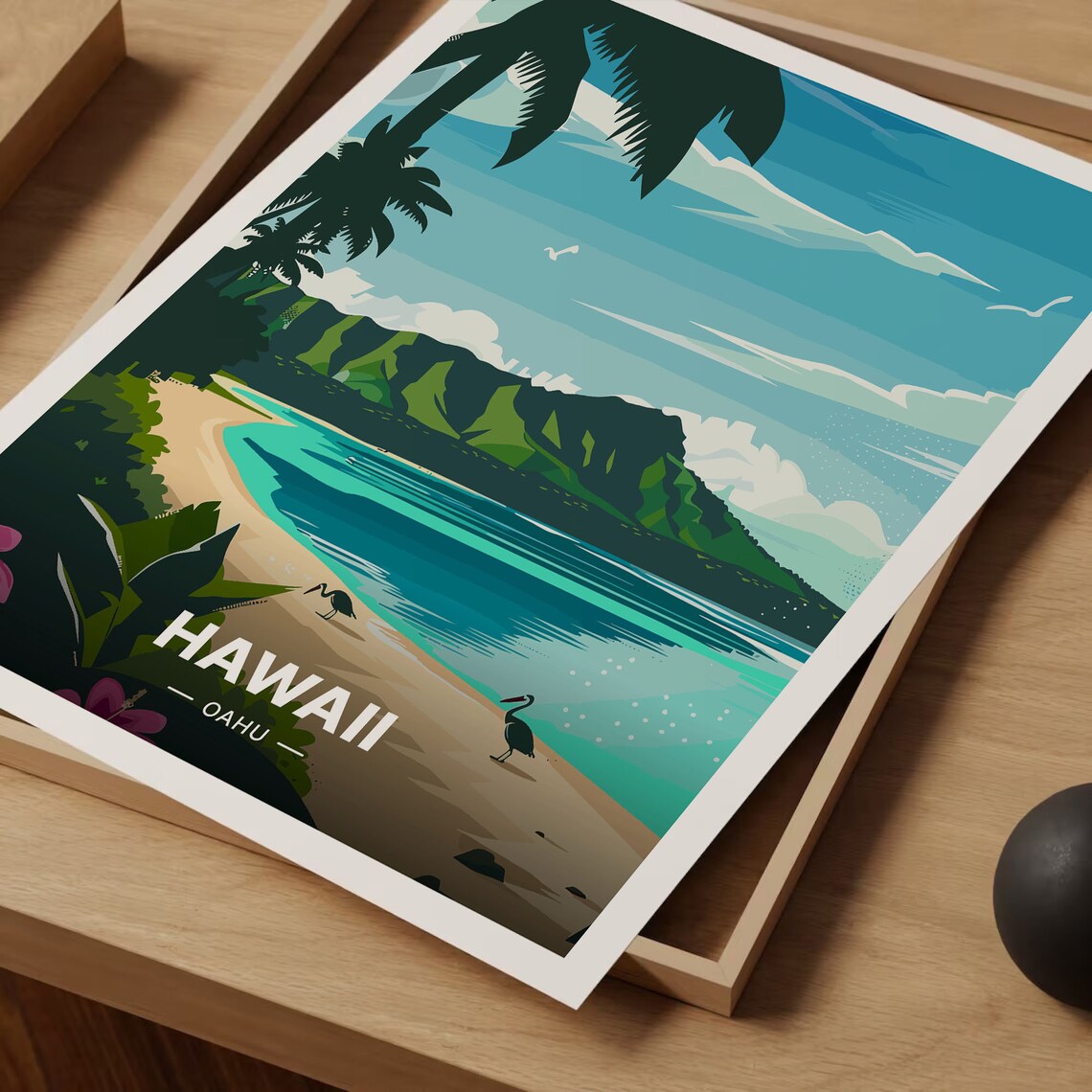 Hawaii Travel Poster, Oahu Scenic Landscape - Image 3
