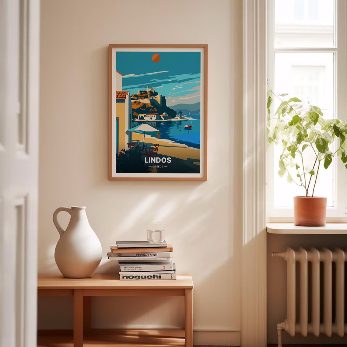 Lindos Greece Acropolis Harbour Seaside Vintage Travel Poster - Image 4