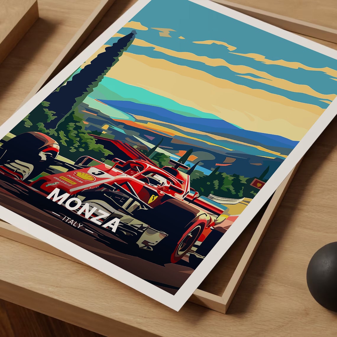 Monza Italy Formula One Race Car Sunset Hills Motorsport Poster - Image 3