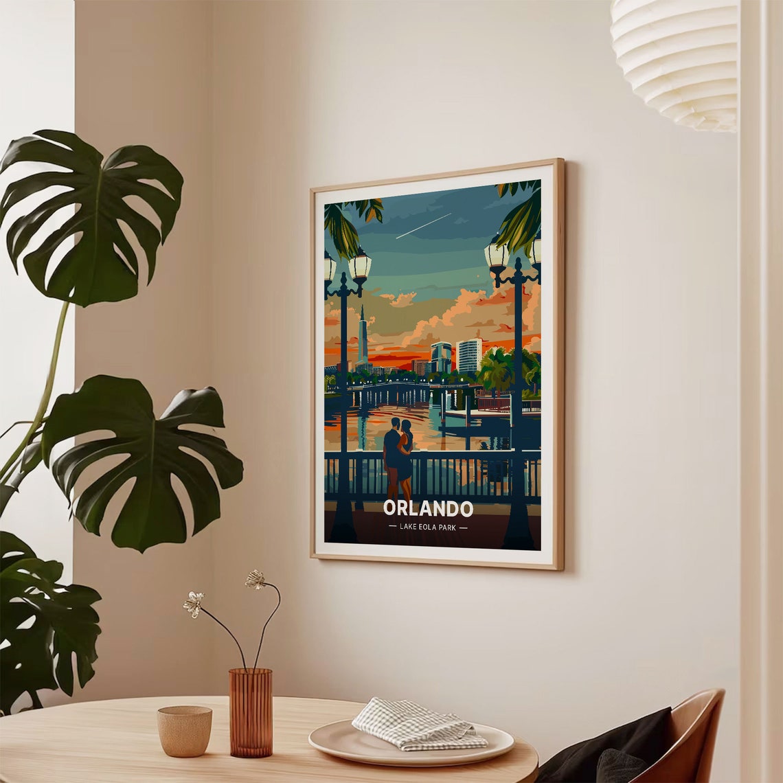 Orlando Florida Lake Eola Park Sunset Lakefront Vintage Travel Poster - Image 2