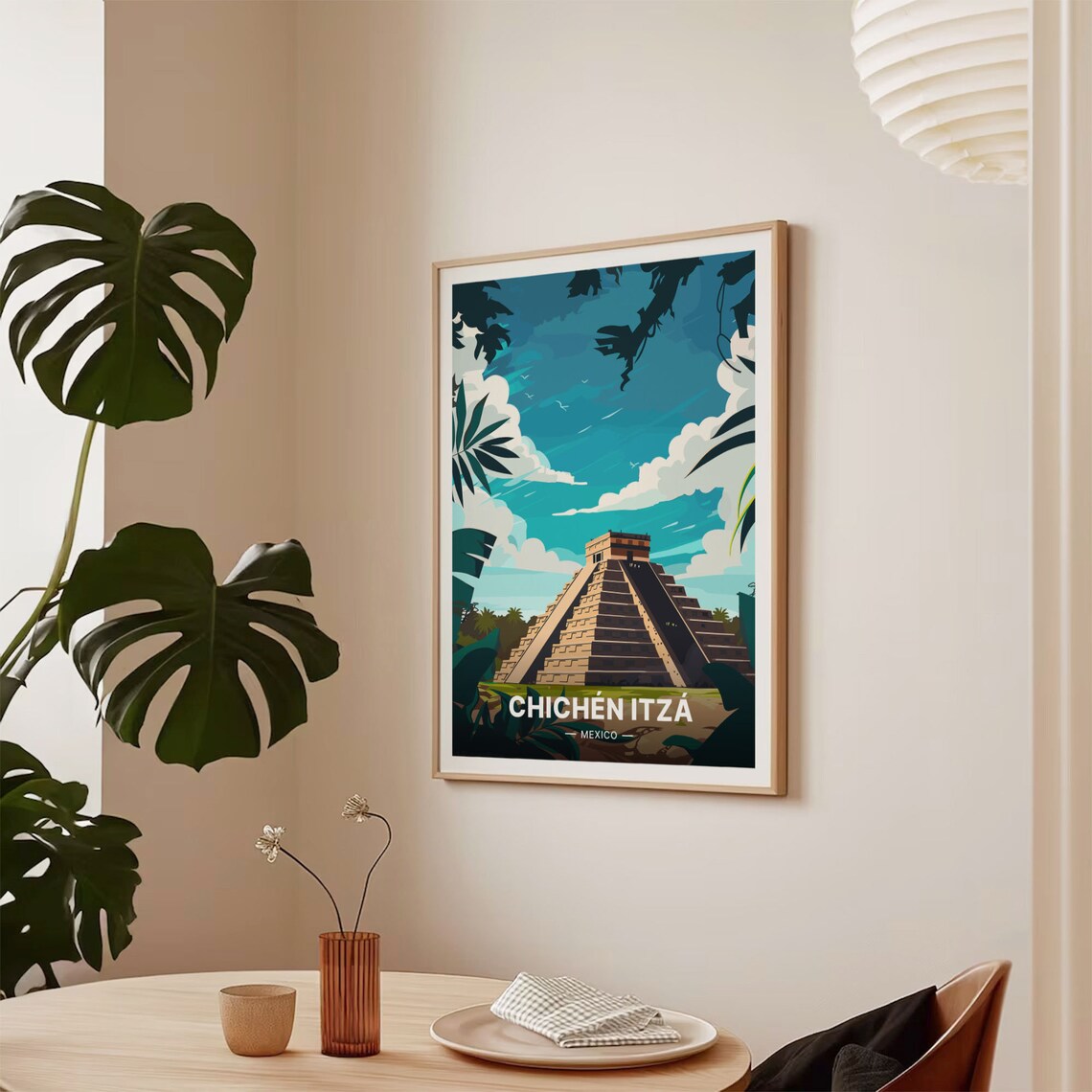 Chichn Itz Travel Poster, Mexico Landmark Art - Image 2