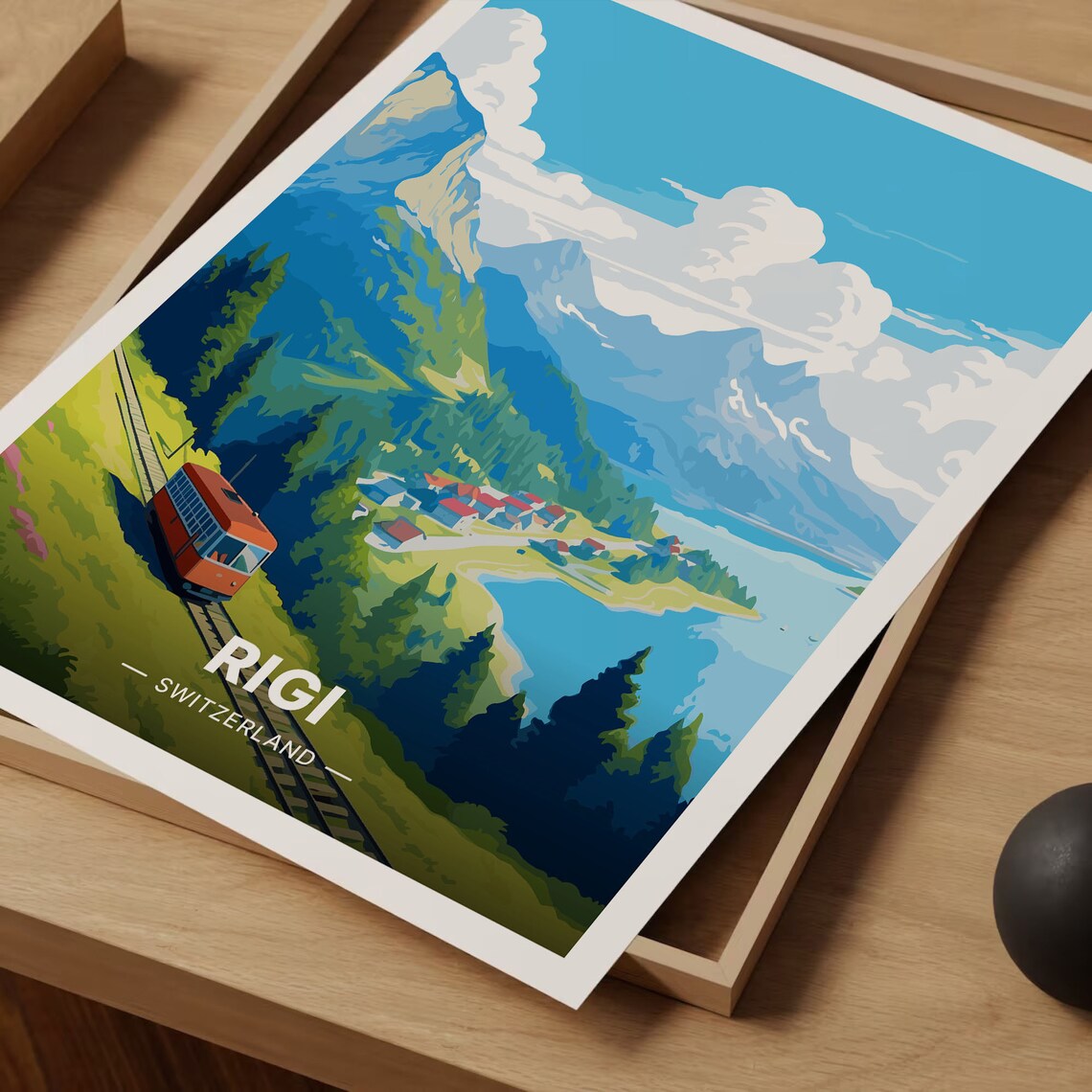 Switzerland Rigi Mountain Travel Poster, Swiss Alps - Image 3